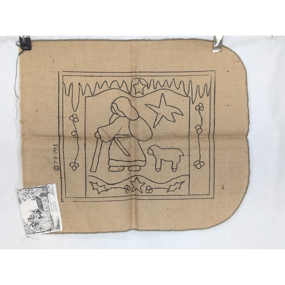 VTG Rug Hooking Pattern Christmas Yankee Peddler Santa Sleigh Sheep